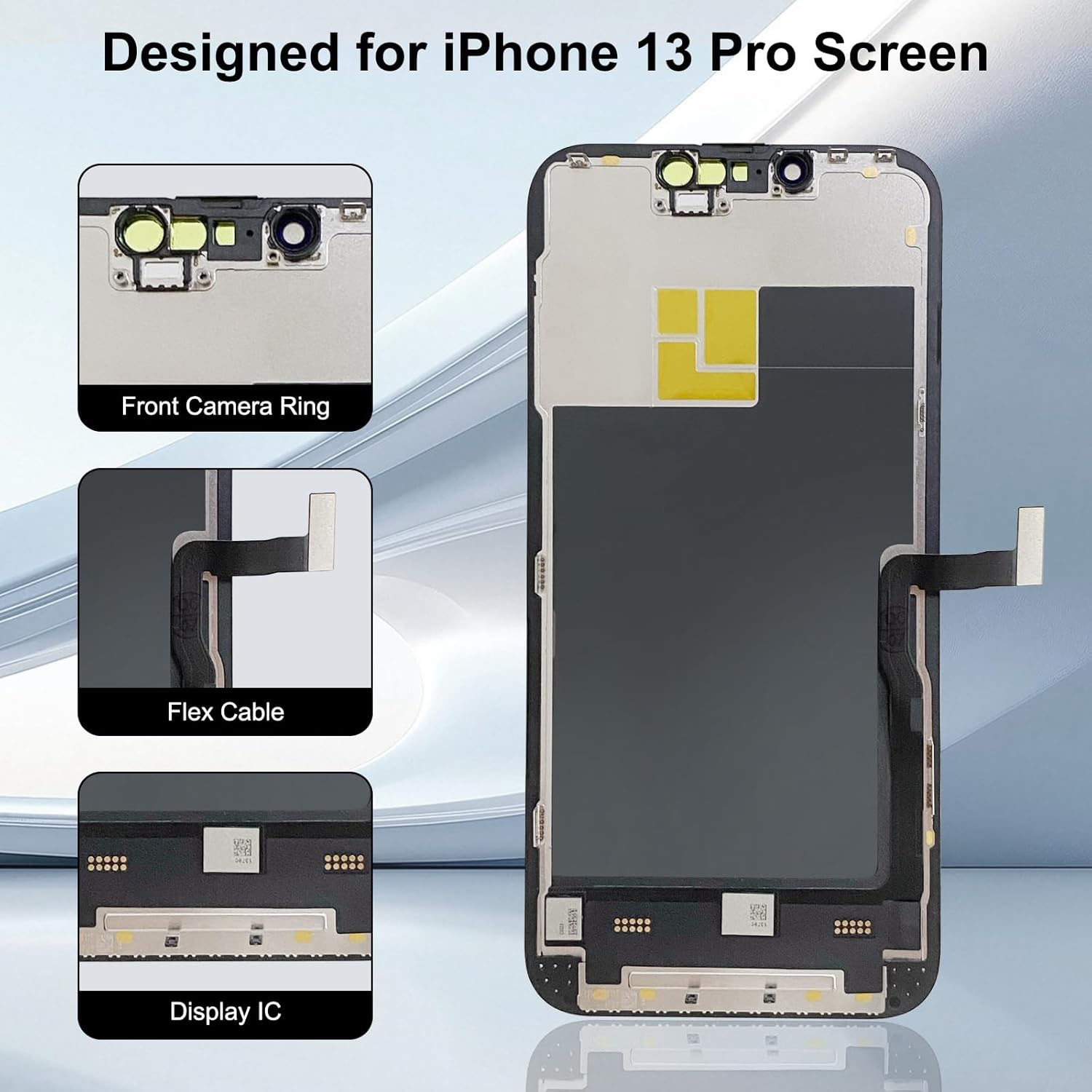 for iPhone 13 Pro Screen Replacement 6.1 inch, 3D Touch LCD Screen Digitizer Front Display Assembly with Waterproof Seal+Tempered Glass+Repair Tools