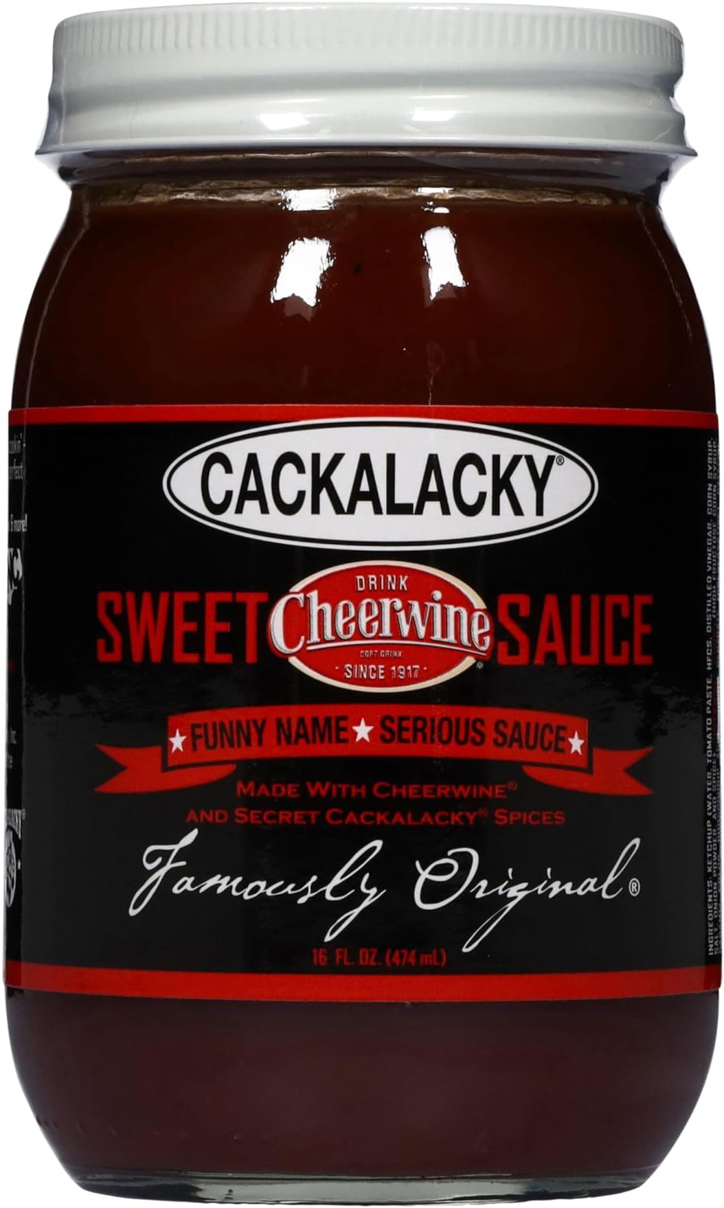 Cheerwine Sweet BBQ Sauce - 16 oz - Cherry-Flavored Gourmet Sauce for Grilling, Marinades & Dips
