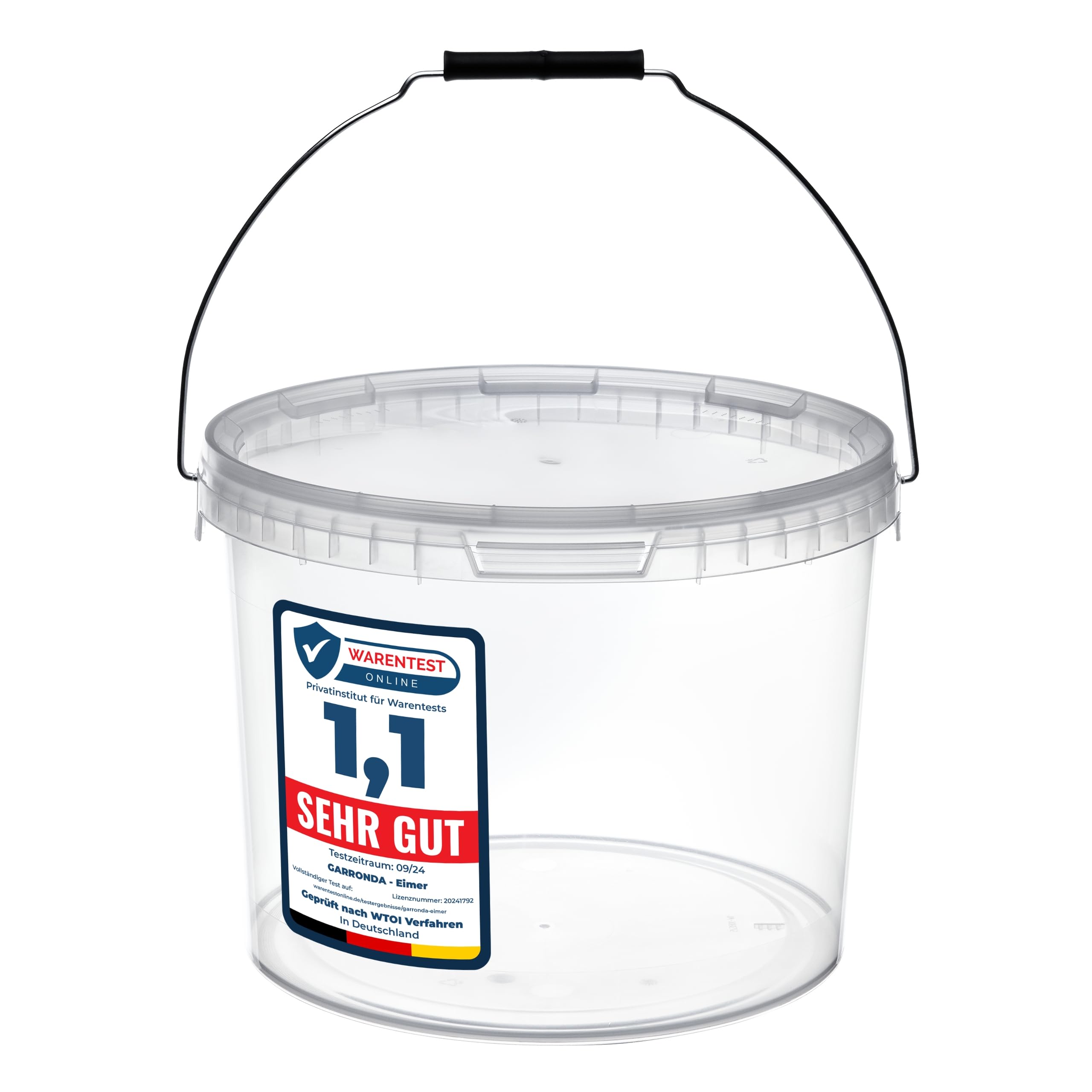 Garronda Eimer mit Deckel 10 L für die Lagerung von Lebensmittel- und Chemischen Produkten 5 Stück Transparent GD-0072