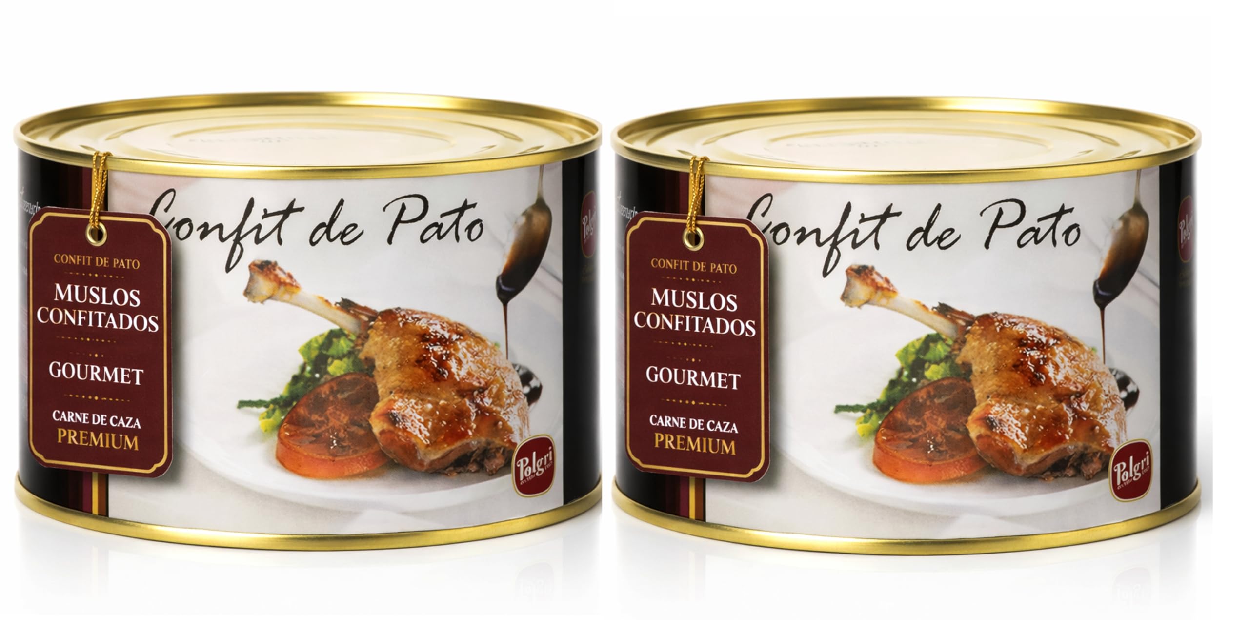 POLGRI Confit de Pato Muslos Confitados 2 Latas 1350 g 4 Unidades Carne de Caza Premium Receta Manchega