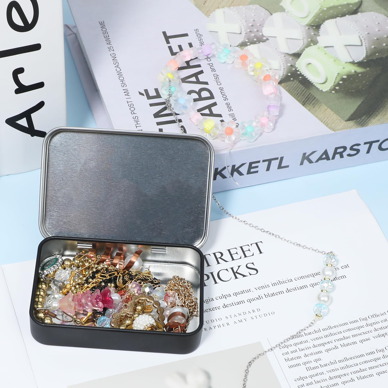 4 Petites Boîtes En Métal Noir Avec Couvercle – Dimensions 9.5x6.1x2.2 Cm, Pour Bijoux, Herbes, Cosmétiques, Rangement Voyage