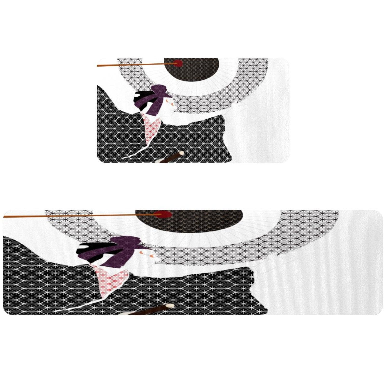 Tapis de sol pour cuisine et buanderie : lot de 2 tapis japonais lavables