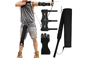 3Pcs Archery Safety Accessories Including Protective Arm Guard Leather Finger Gloves Back...
