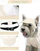 Vista 3 de Sombrero para perros pequeños y medianos, sombreros para perros hembras y machos, sombrero ajustable para perro, sombrero de sol para cachorros