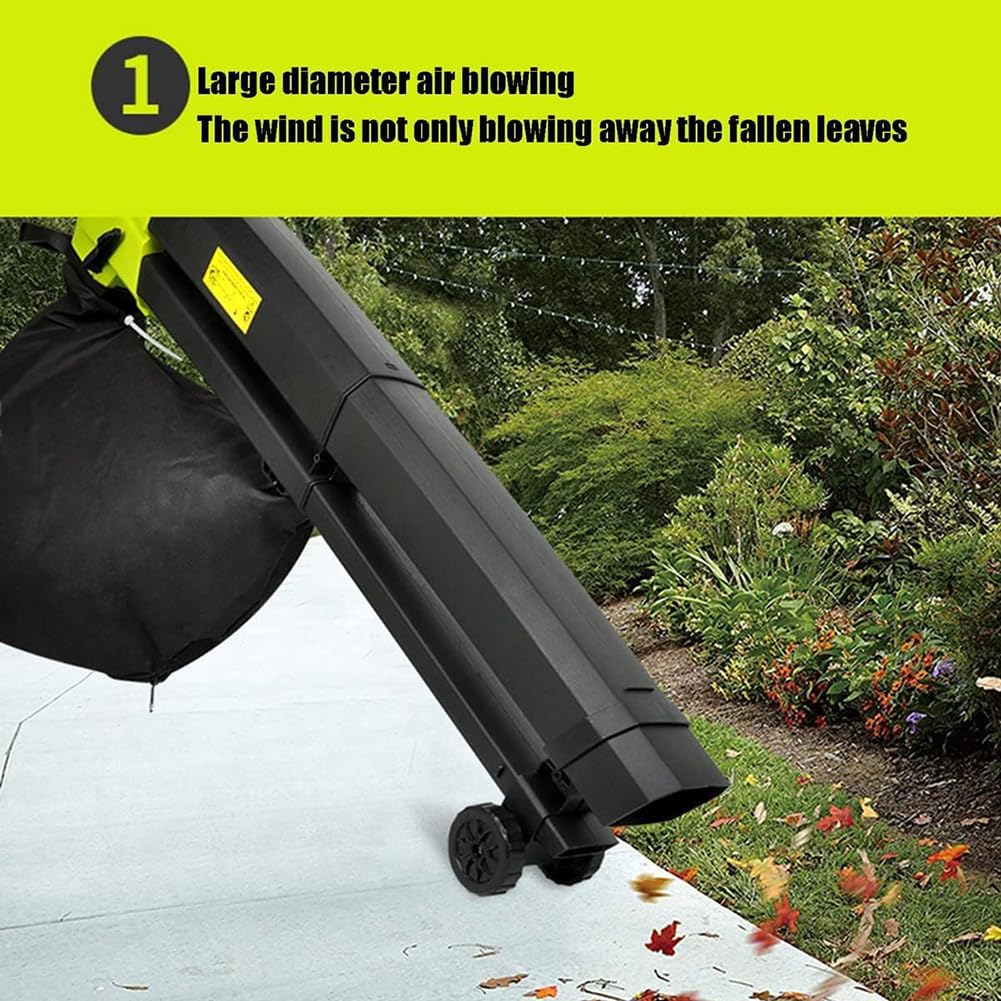 Soplador/aspiradora/trituradora de hojas inalámbricos de 20 V, soplador de hojas eléctrico duradero multifunción para jardín, recolector de hojas, con bolsa recolectora de 40 l y cable de alimentación