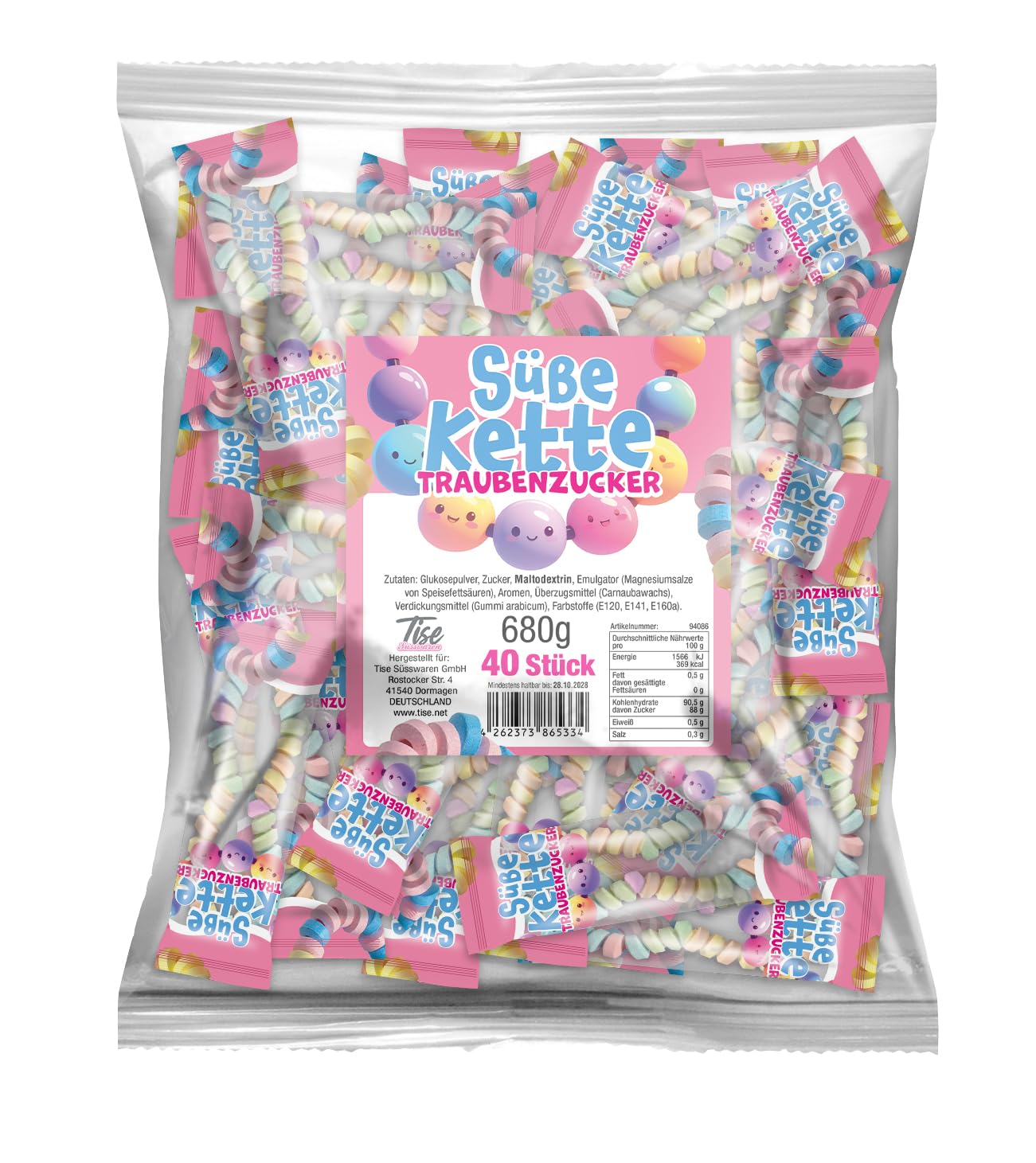 Tise Süsswaren Süße Ketten aus Traubenzucker 8x40 Stück (5440g)