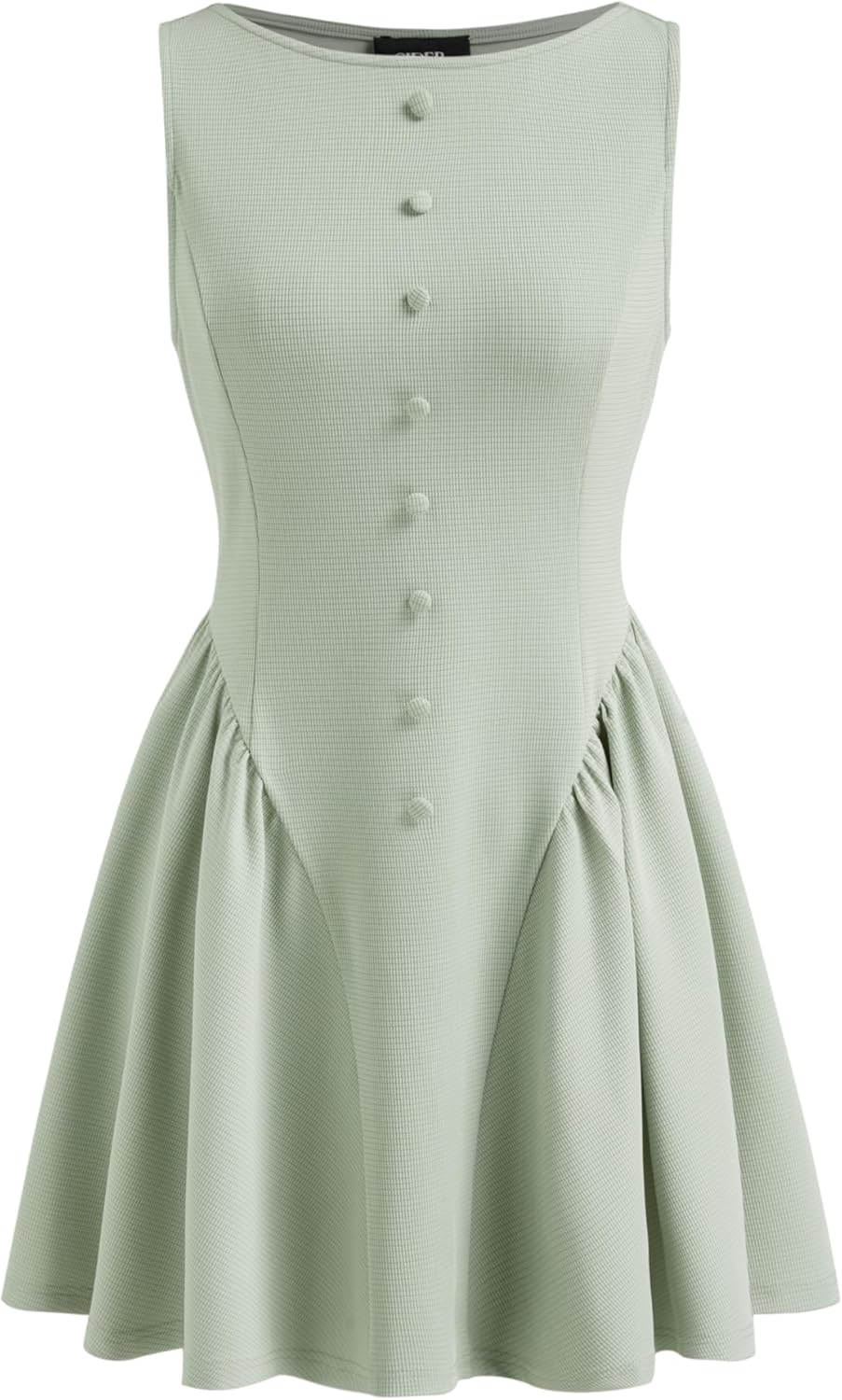 CIDER Womens Sleeveless Casual Boat Neck Party Dress Button Front A Line Dresses