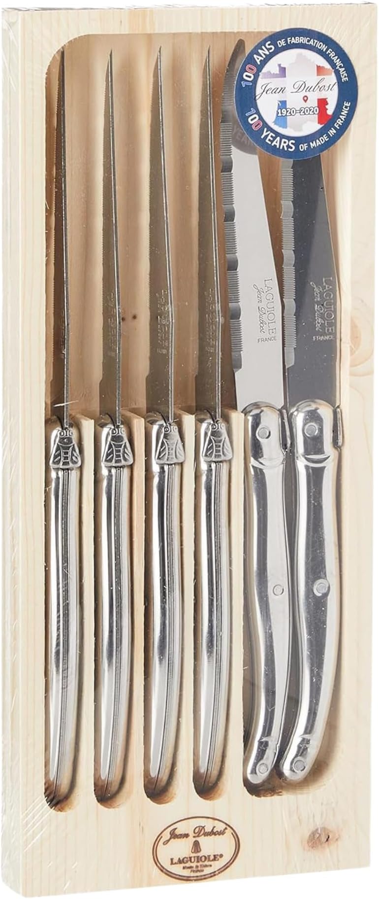 Jean Dubost Laguiole 6Piece Steak Knife Set, Paris Colors