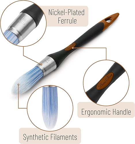 Miniatura 3 de Bates - Brocha de pintura para recortar, 0.75 pulgadas, mango ergonómico antideslizante, cerdas sintéticas, pinceles de corte para pintar, negro