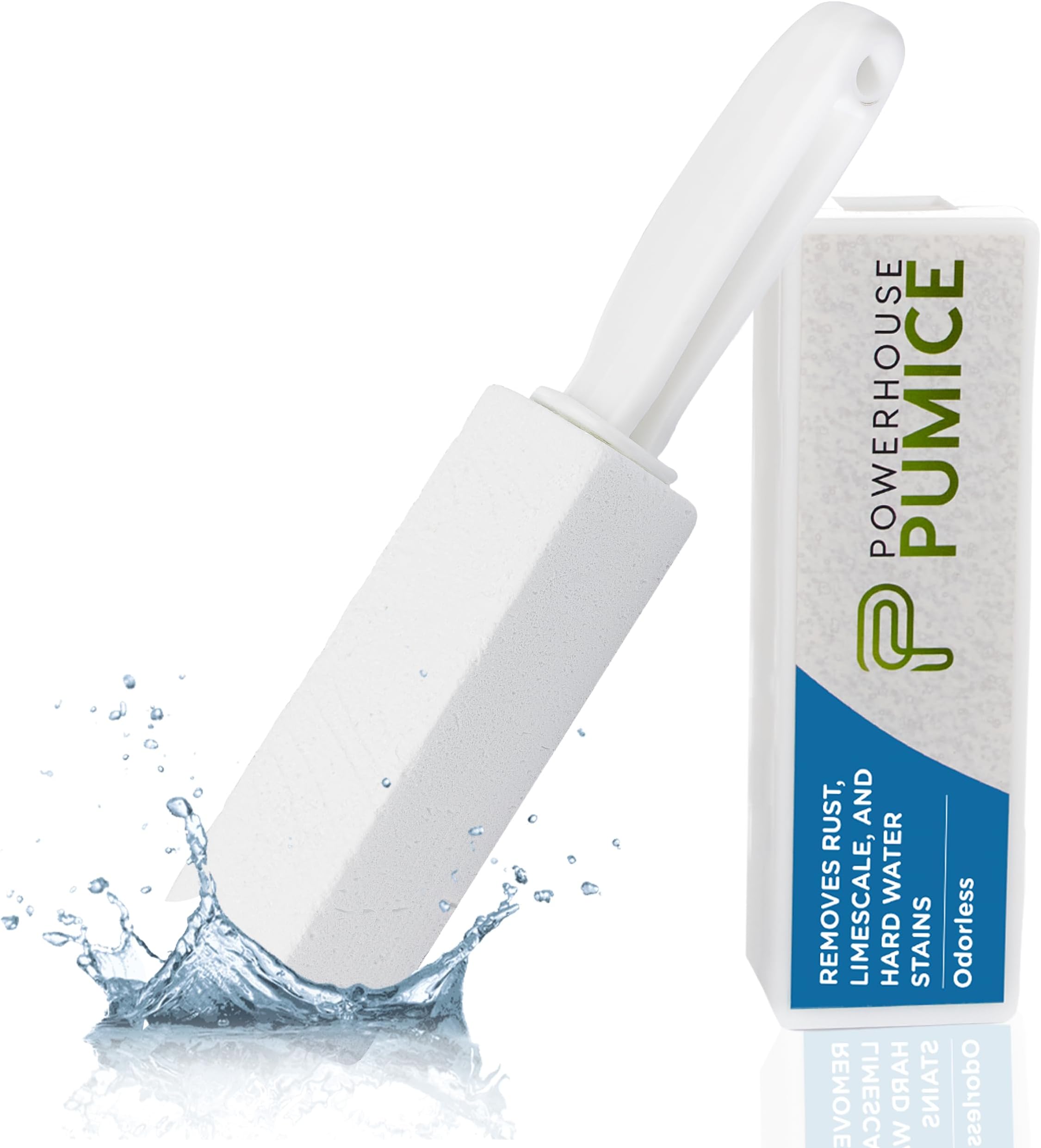 Pumice Stone Toilet Bowl Cleaner with Handle (1-pack) - A Solution for Hard Water Stains on Toilets, Grills, Tiles, Grout & Pools