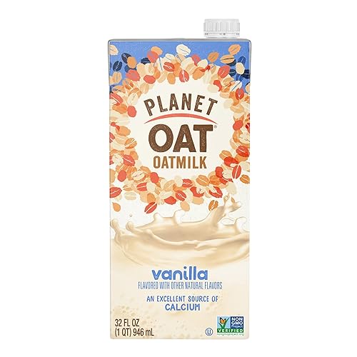 Planet Oat Leche de avena, vainilla, 32 onzas (paquete de 6), sin lactosa ni lácteos, sin OMG