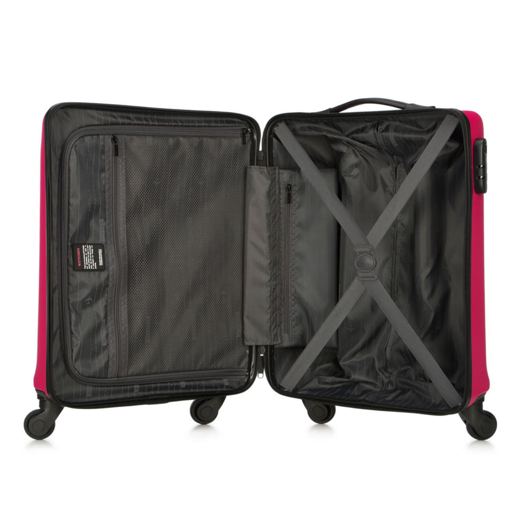WITTCHEN Valigia da Cabina Trolley Bagaglio a Mano Valigia a rotelle Valigia piccola Trolley guscio duro in ABS con 4 ruote spinner Serratura a combinazione Maniglia telescopica Globe Line rosa