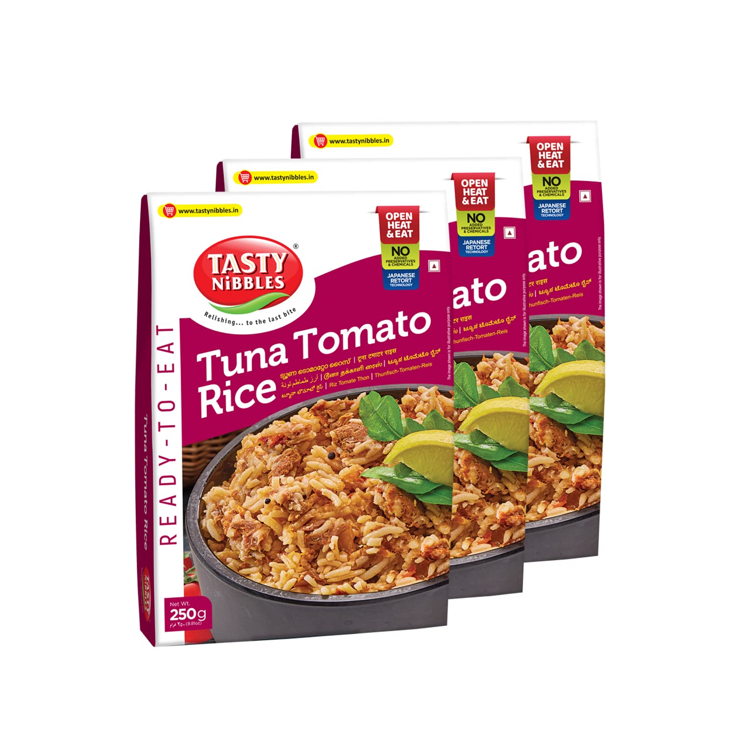 Tasty Nibbles Ready to Eat Tuna Tomato Rice 250g x3(Pack of 3)