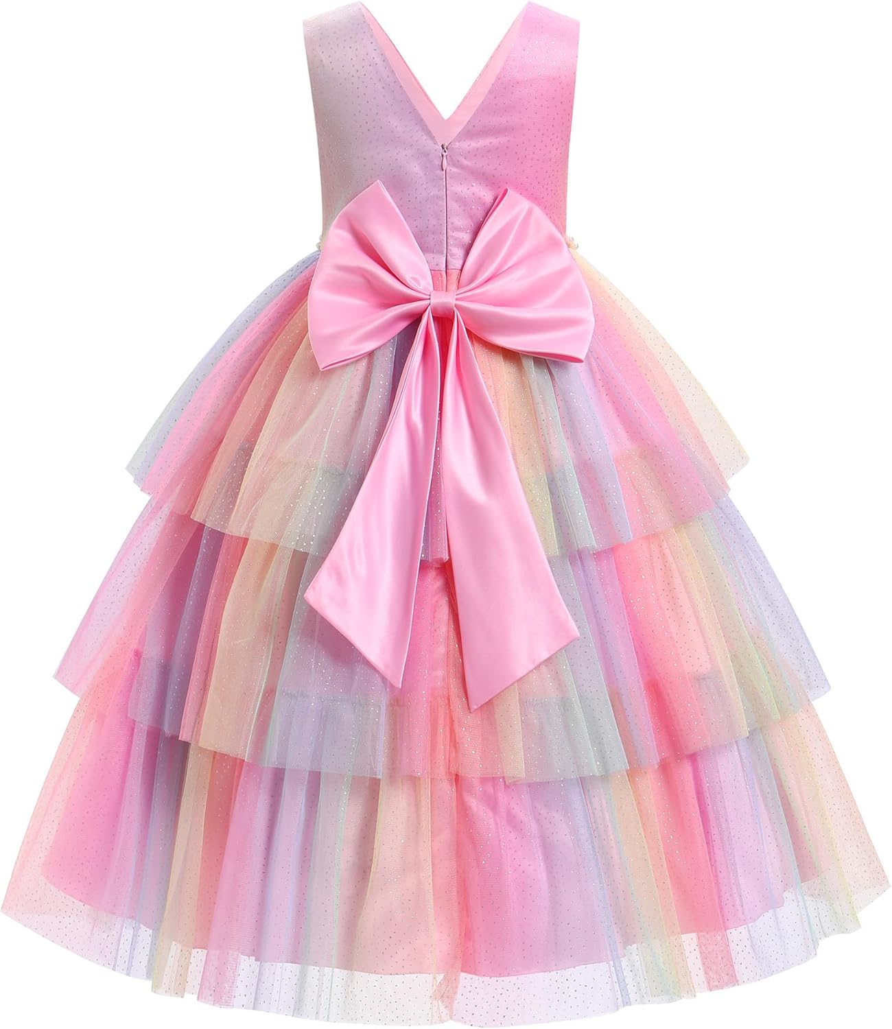 IBTOM CASTLE Flower Girl Dress Kids Birthday Dress Ruffle Pearls Tiered Tulle Party Dress Wedding Gown Prom - Image 4