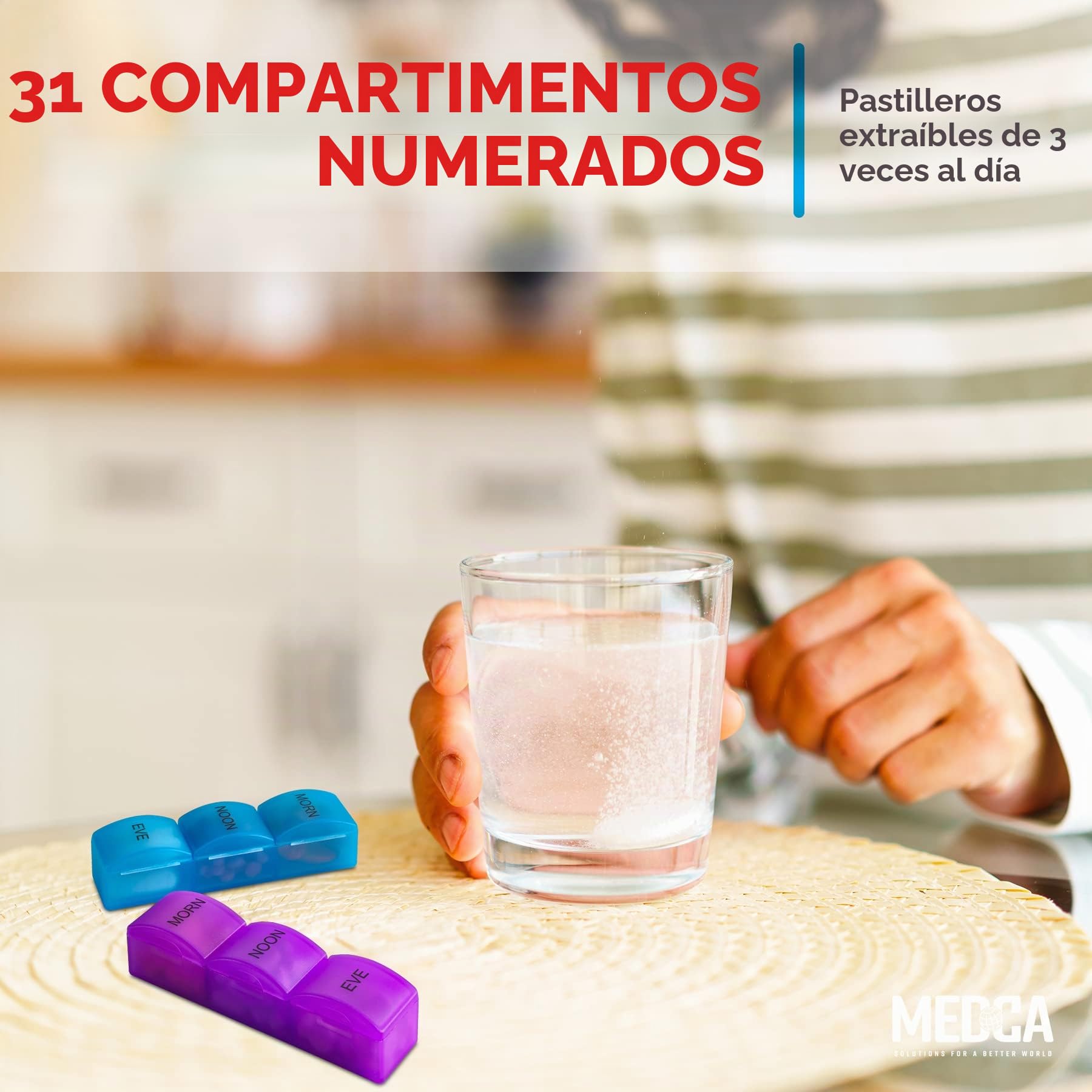 Organizador mensual de píldoras – Am/Pm Daily Pill Organizer 32 compartimentos para cada día, dispensador de píldoras y dispensador – BS0830J nuevo mensual Rainbow Morn-noon-eve