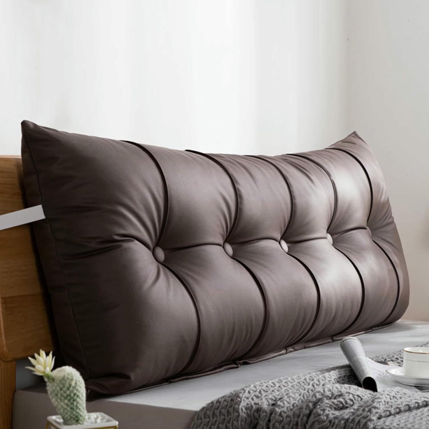 Soft Reading Bed Rest Pillow,Long Headboard Backrest Large Bolster Wedge Pillow Solid Color Neck/Back/Lumbar Support Pillowboard Dorm Daybed Cushion~/