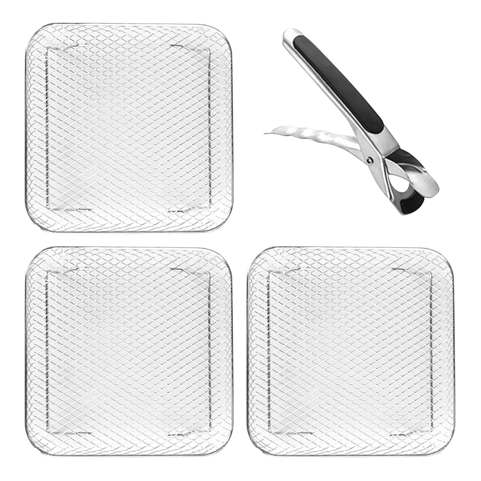 Ctwezoikmt Air Fryer Körbe Edelstahl - 3-teiliges Set, 30x22 Cm, Spülmaschinenfest