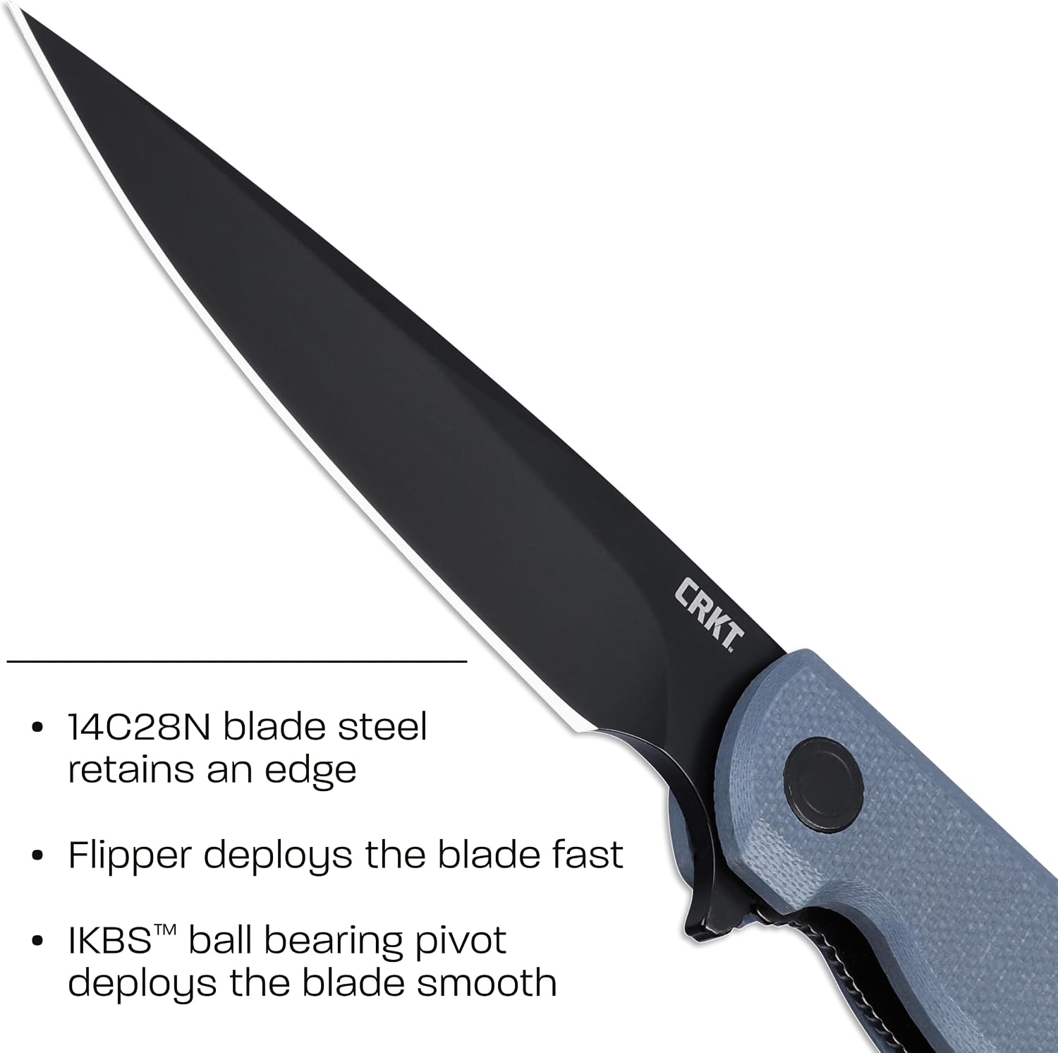 CRKT LCK + Everyday Carry EDC Folding Knife with Liner Lock: 14C28N Steel Plain Edge Blade, G10 Handle, 3801KN
