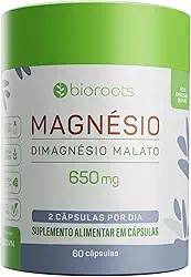 Magnésio Malato 500 mg 60 Cápsulas - Bioroots - Ossos e Energia