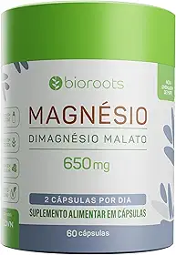 Magnésio Malato 500 mg 60 Cápsulas - Bioroots - Ossos e Energia