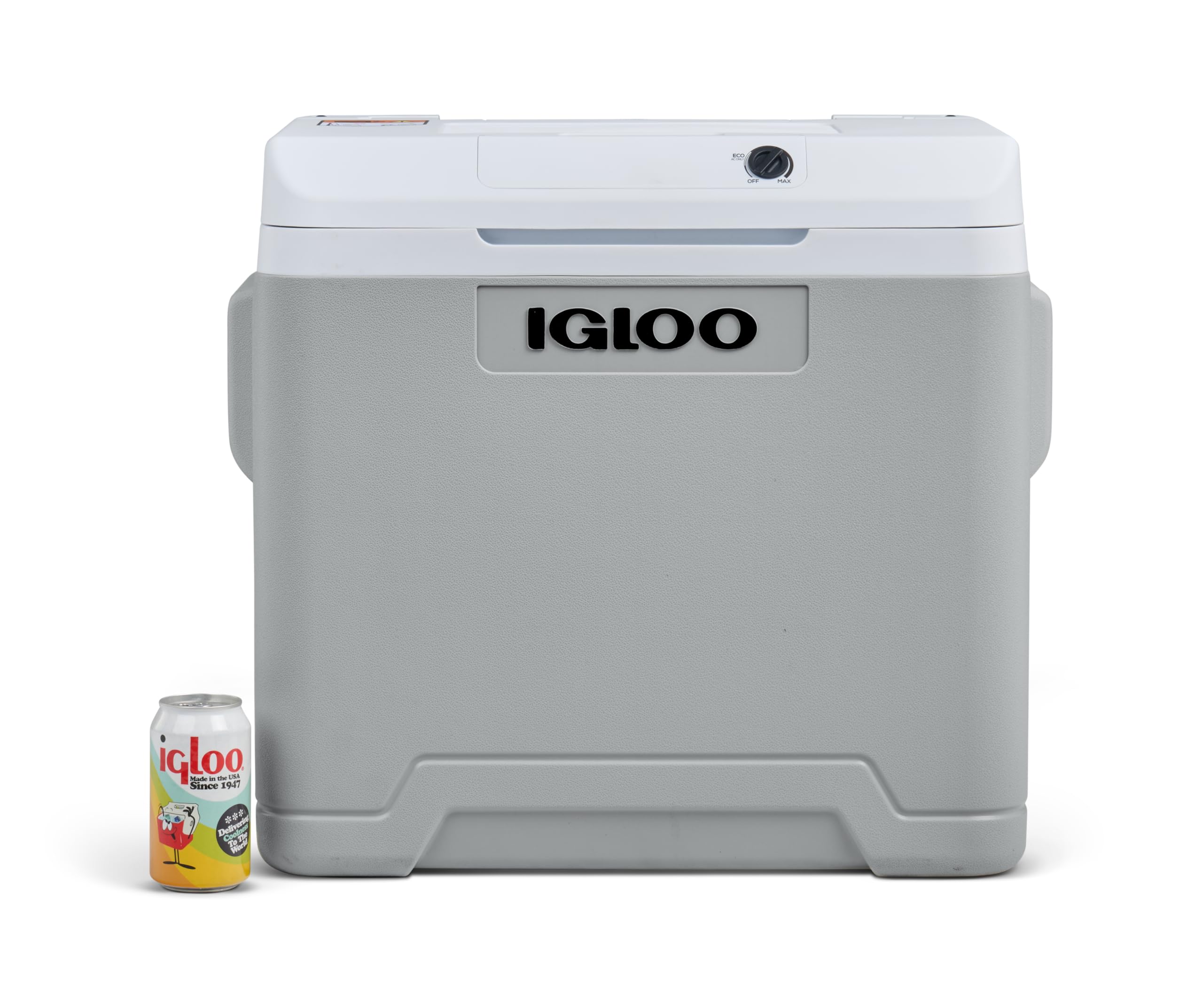 IGLOO IE42 AC/DC elektryczna lodówka podróżna 42 litry, mini lodówka do samochodu i gniazdka, 12 V i 230 V, szara, na kemping, czas wolny, festiwale i na świeżym powietrzu
