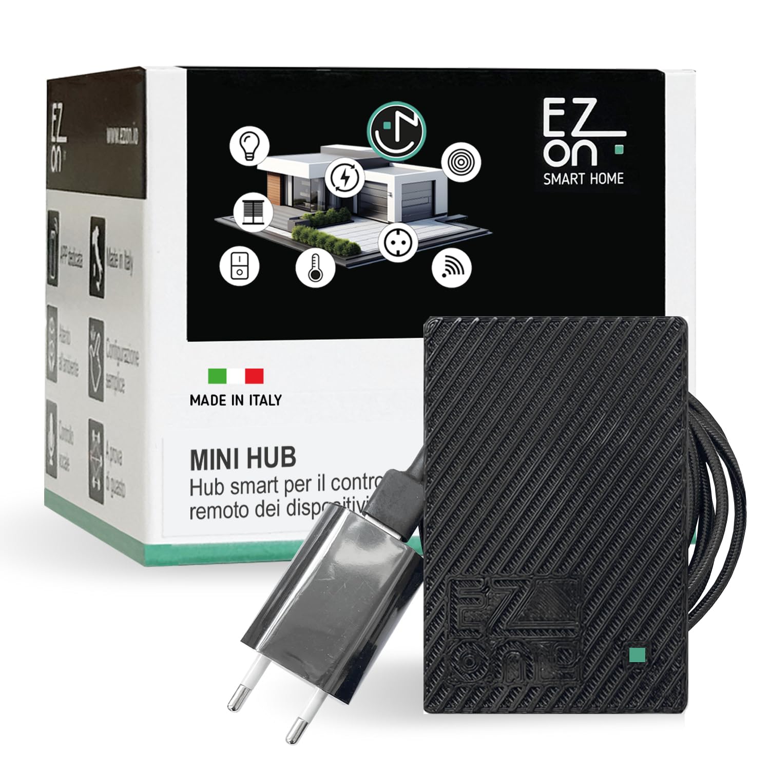 Ezon Smart Home - Mini Hub - Hub Smart per il Controllo Remoto e/o Vocale dei Dispositivi Domotici Ezon.io con Alexa e Google Home