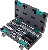 Stels Jogo de Ferramentas 29 Peças 1/4", Aço Cromo Vanádio, Catraca 72 Dentes + Acessórios, Caixa Plástica - Ideal para Reparos Automotivos e Domésticos