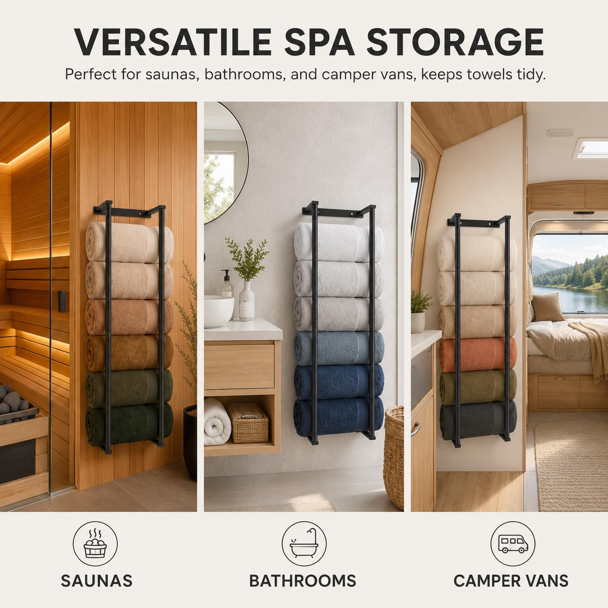 Toallero de baño de acero inoxidable de 28 pulgadas para baño, organizadores montados en la pared y estantes de almacenamiento para baño, color negro