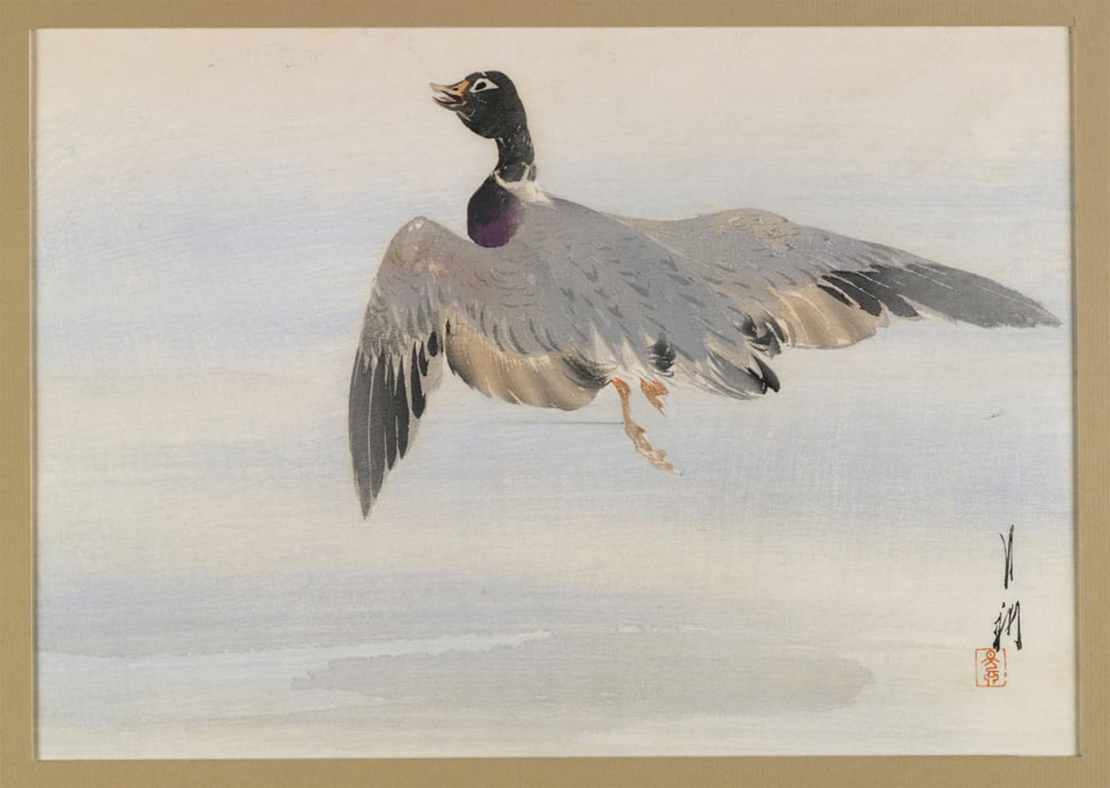 ARTXLXXBN Famous Prints Artwork Pictures Poster Painting Art Duck Arising From the Water Album Page From a Bird and Flower Book by Ogata Gekko Artwork Landscape Pictures for Home Decor 60x90cm