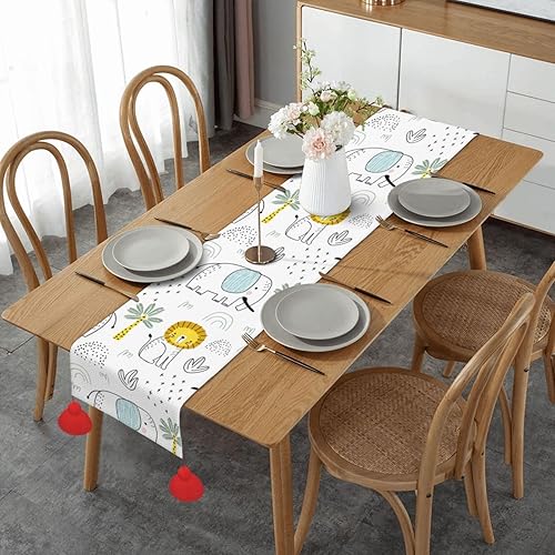 Christmas Table Runner 60 Inches Long Fall Table Runner for Dining Table Christmas Decorations Coffe Table Runner with Tassels Kitchen & Table