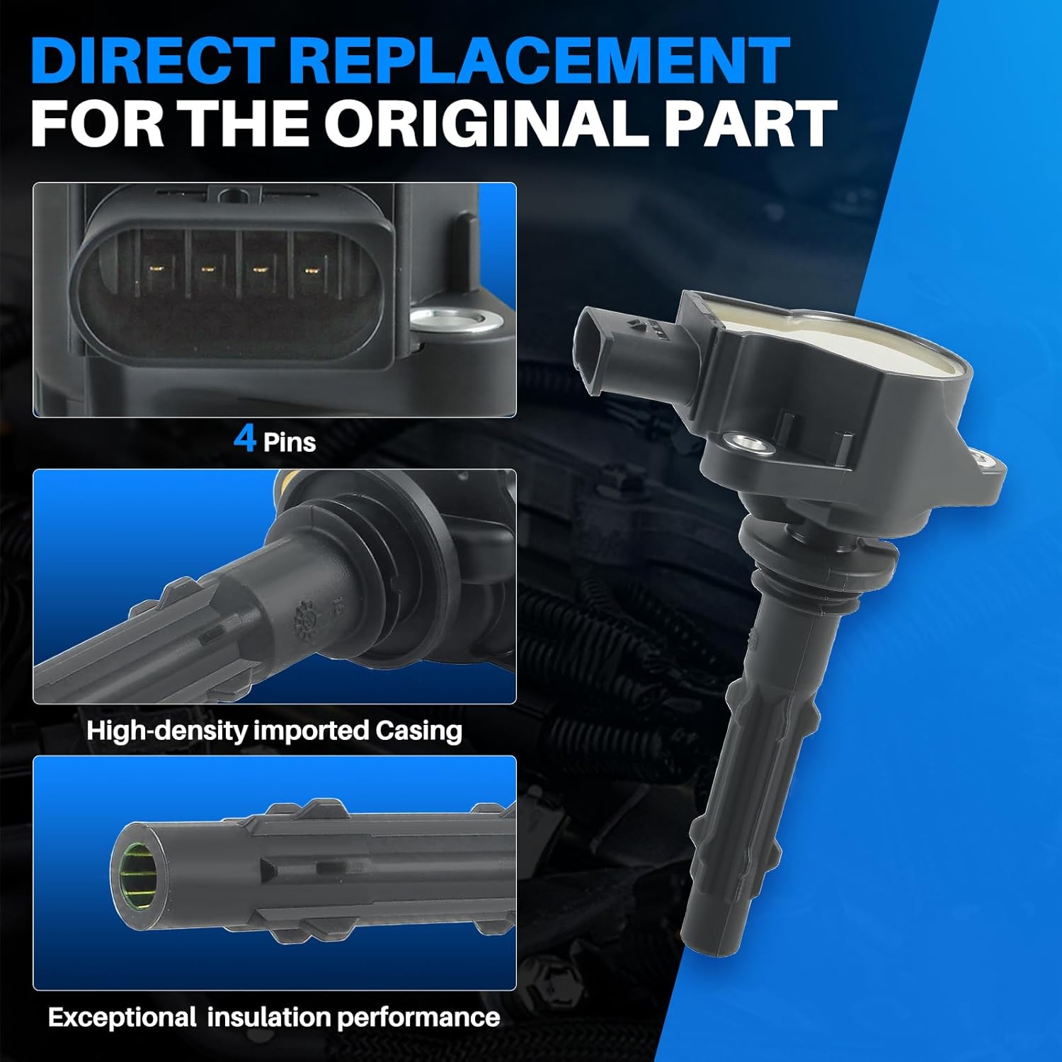AUTOKAY Ignition Coil SILZKR7B-11 & Spark Plug 0001501980 for Mercedes-Benz GLK350 E350 C300 C350 ML350 UF535, 6 PCS
