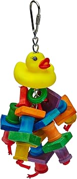 A&E CAGE Company HB708 Happy Beaks Rubber Duck Monster Assorted Bird Toy, 2 by 9.5