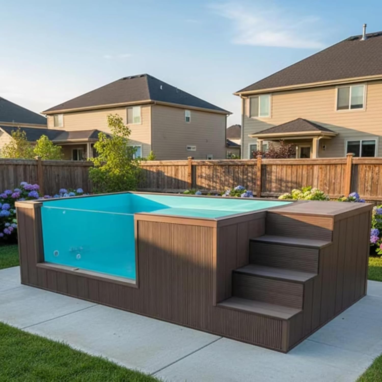 Fiberglass Container Pool 40FT Above Ground Swimming Pool with Filtration Pump, Modular Steel Frame Backyard Pool for Residential Patio Garden