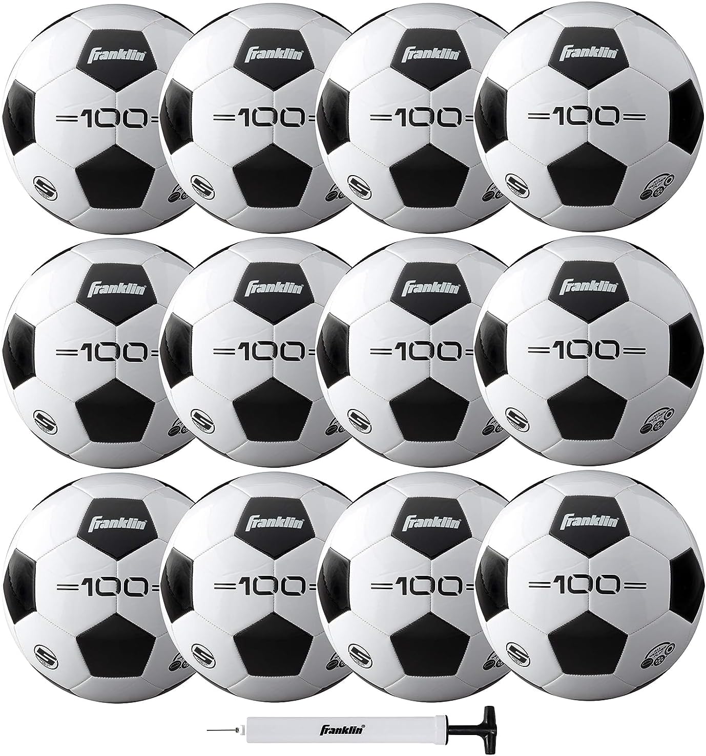 Soccer Balls - Youth & Adult - Sizes 3, 4 & 5 - Single & Bulk Packs - Black & White