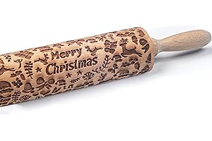 Embossed Rolling Pin for Merry Christmas Cookies