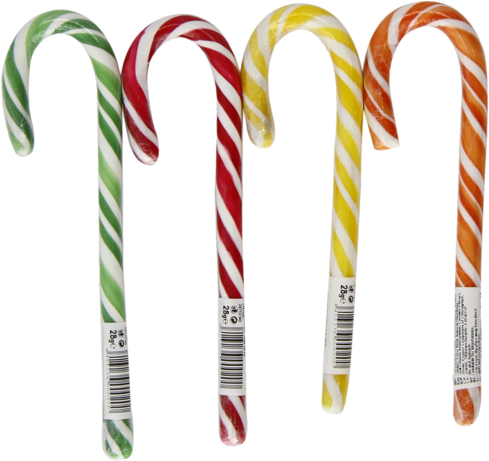 Sweet Boutique 4 Fruit Candy Canes All Natural 28 g (Pack of 96) (Colors may vary)