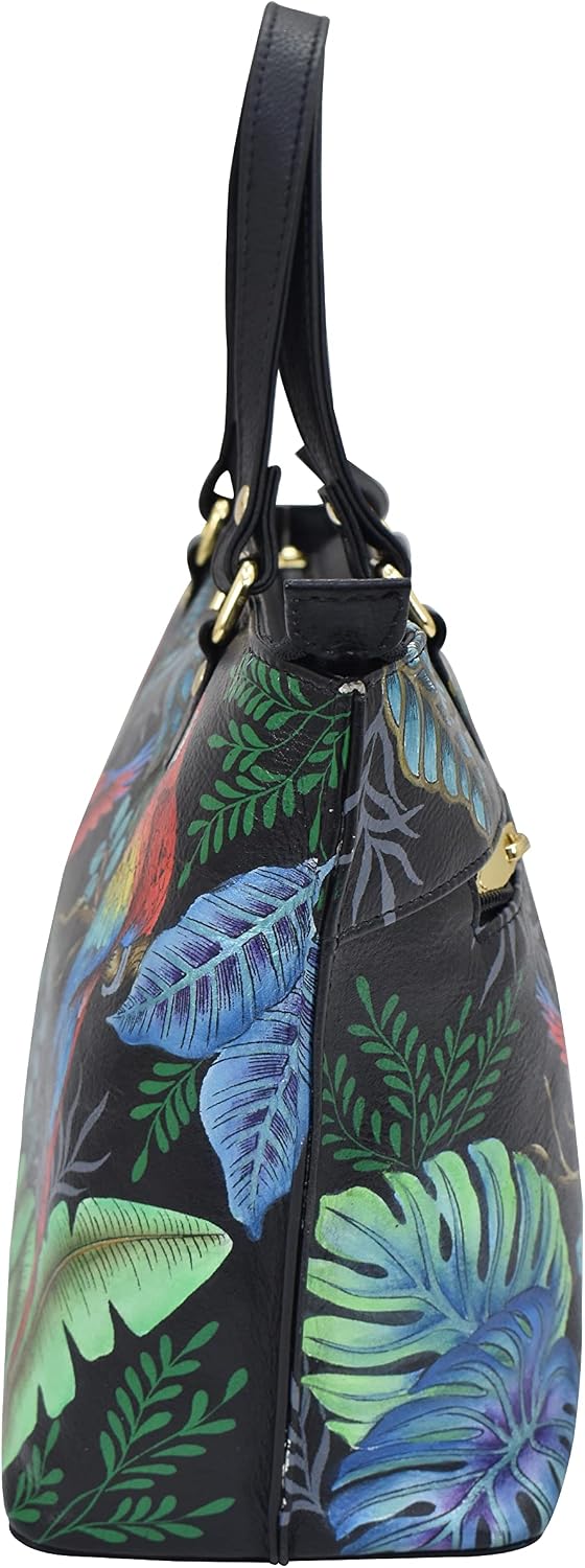 Anuschka Women's Hand-Painted Genuine Vegetable Tanned Leather Medium Tote - Rainforest Beauties