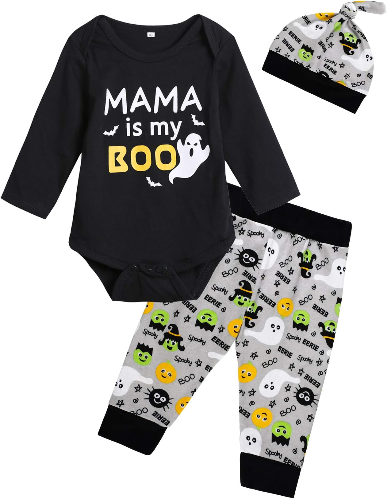 Yruiz Baby Boys' Mama is My Boo Outfit Set Halloween Ghost Romper