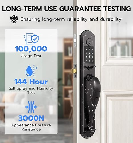 Miniatura 5 de Anweller Cerradura de puerta de entrada sin llave con juego de asa, cerrojo inteligente integrado y perilla para puerta delantera, teclado de código