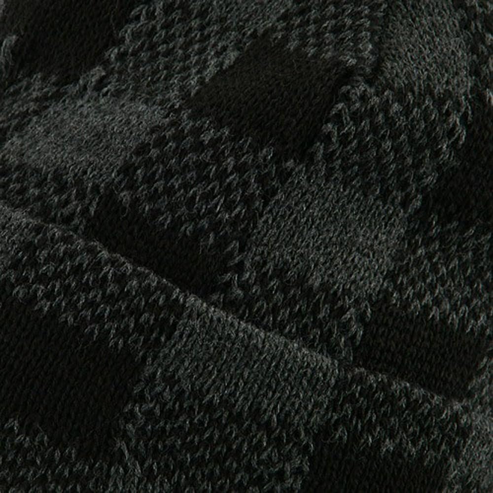 Buffalo Plaid Cuff Beanie Hat - Black Grey