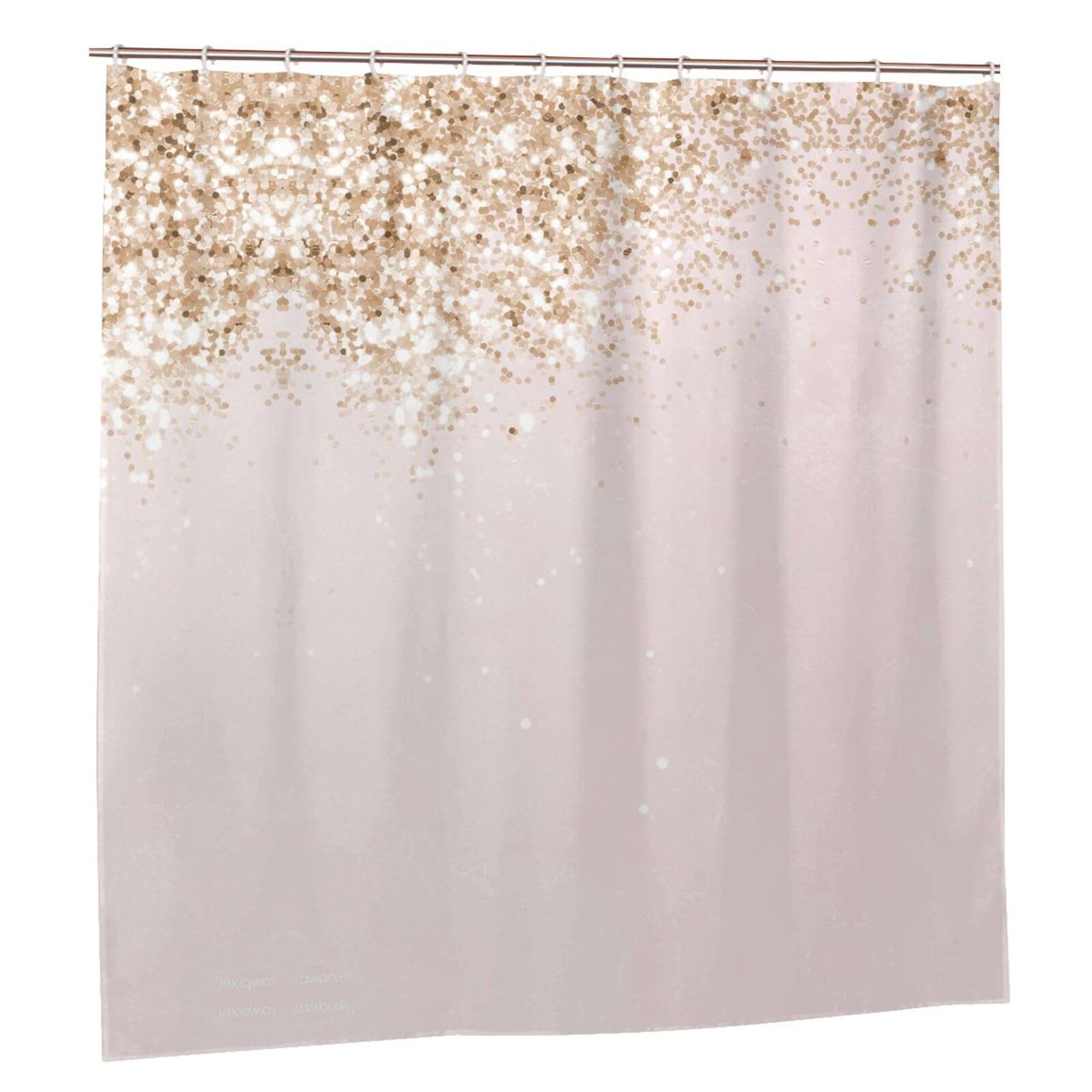 Rideau de douche imperméable imprimé paillettes or rose rideau salle de bain 183x183