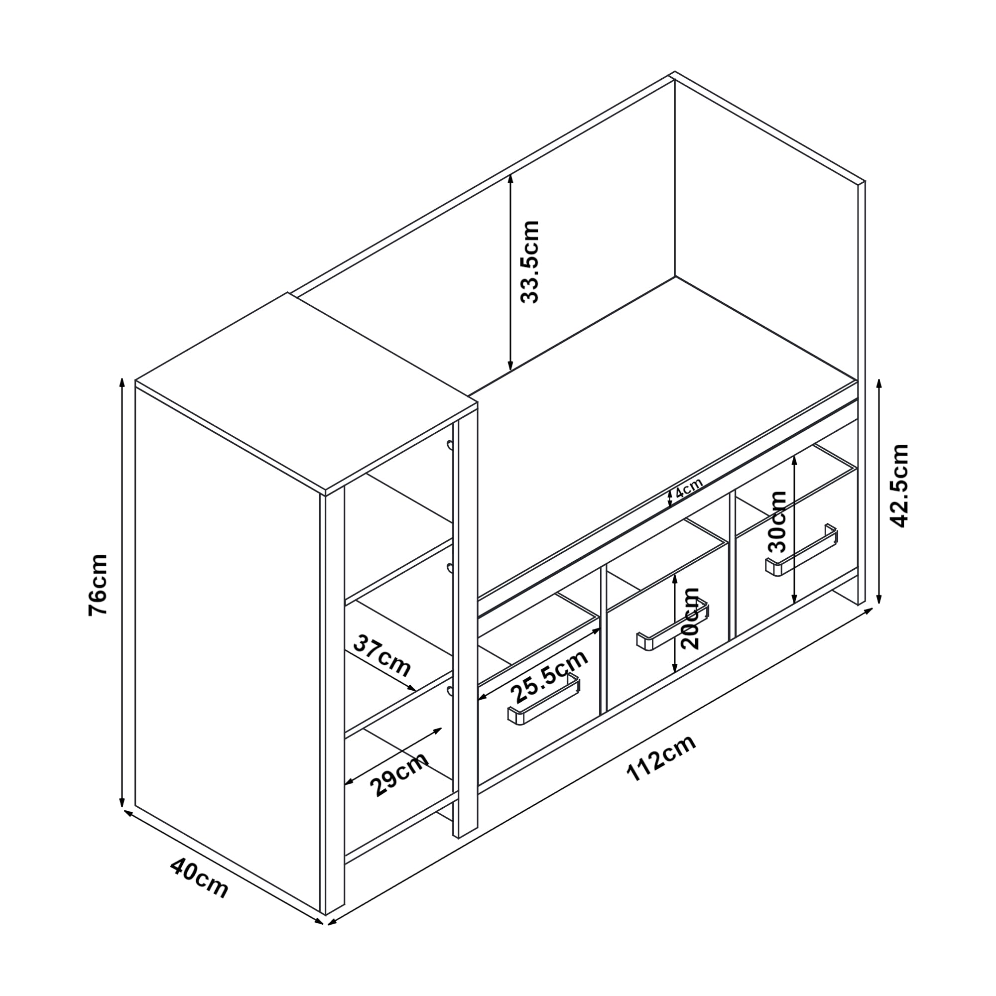 Kindersitzbank mit Regal Høylandet Sitzbank mit Stauraum 76 x 112 x 40 cm Weiß/Grau