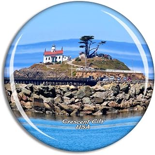 Weekino USA America Crescent City Battery Point Lighthouse California Fridge Magnet Travel Souvenir City Collection 3D Crystal Glass Gift Strong Refrigerator Sticker