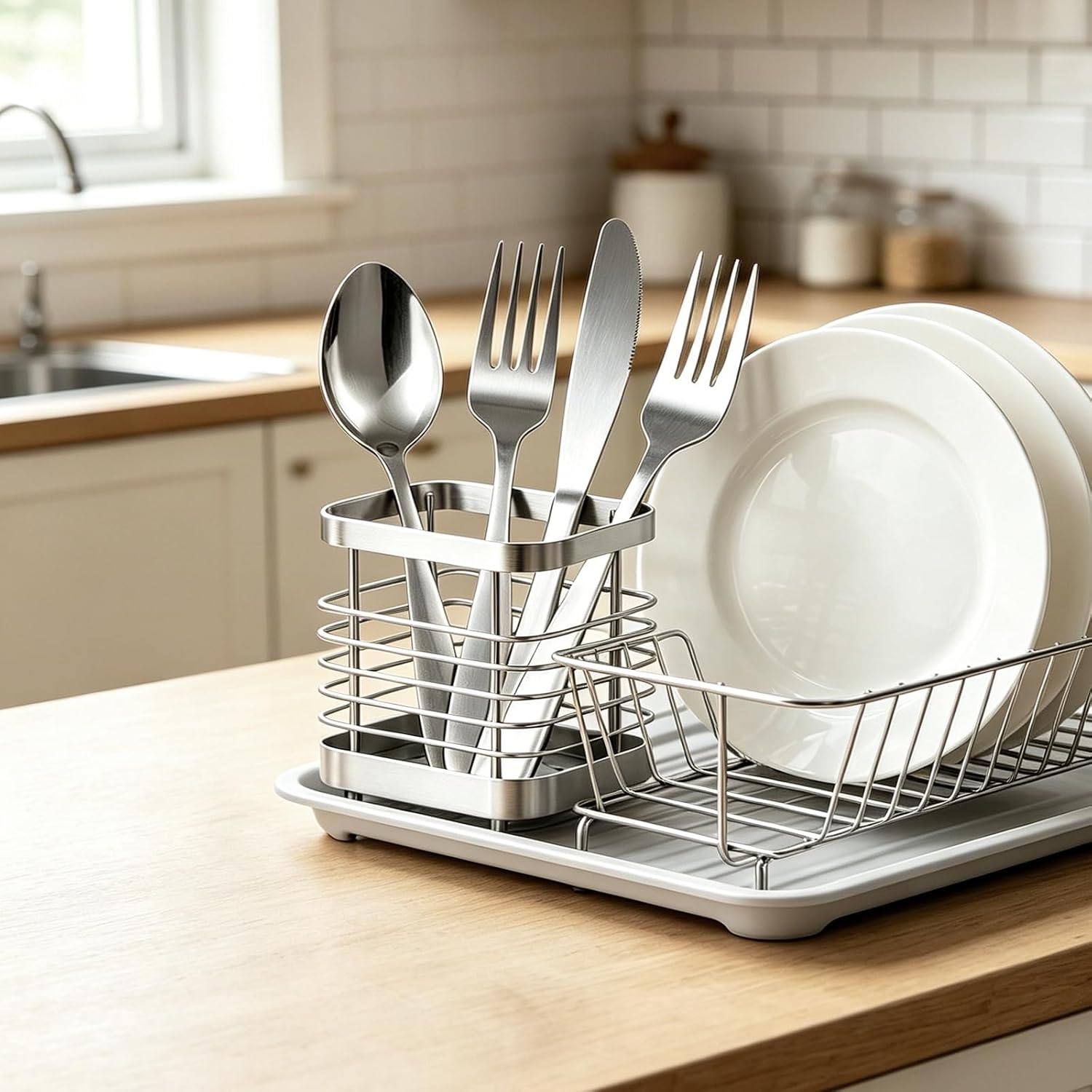 Utensil Holder, Stainless Steel Utensil Drying Rack for Kitchen Counter