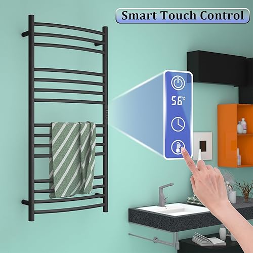 Miniatura 2 de ESOP Calentador de toallas inteligente WiFi con temporizador, 185 W, 15 barras curvas, toallero calentado, calentador de toallas calentado