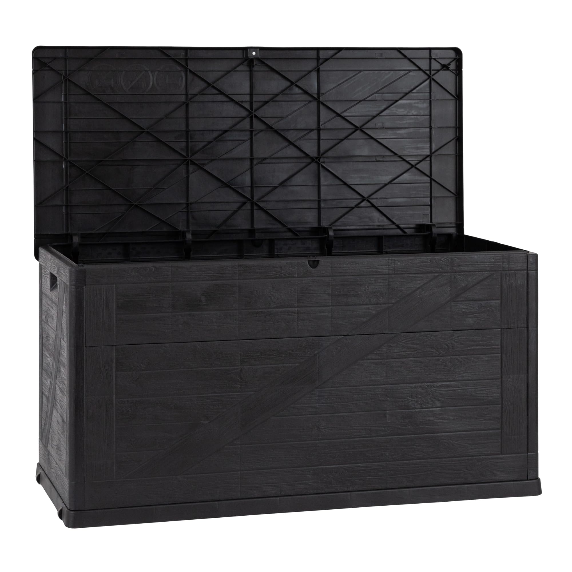Toomax Pojemnik do przechowywania 420 l Multibox Wood Grey, z polipropylenu, wymiary: 120 x 56 x 63 cm, odporny na warunki atmosferyczne, zamykany, idealny do ogrodu, kolor szary, rozmiar 420 l
