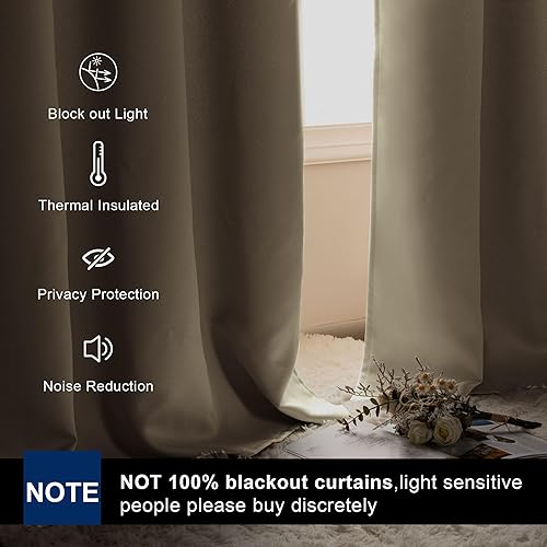 Miniatura 2 de Hiasan Cortinas opacas de 72 pulgadas de largo para dormitorio, con aislamiento térmico, bolsillo para barra y pestañas traseras para sala de estar,