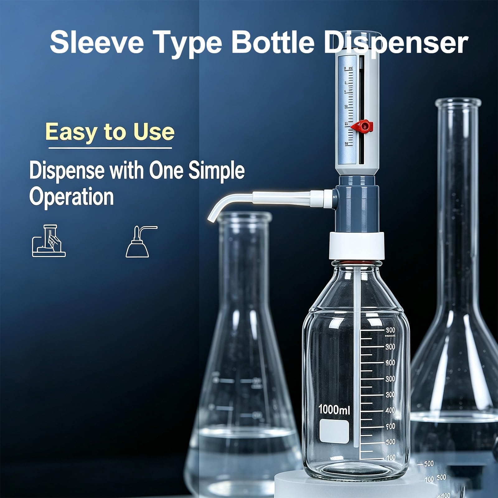 COYEUX 0–25 Ml Flaschenaufsatz-Dispenser Im Hülsen-Design, Einstellbare Laborpipetten, Mit Glasreagenzflaschen, Für Mehr Effizienz Und Präzise Dosierung, Für Säuren, Basen Und Reagenzien 250ml