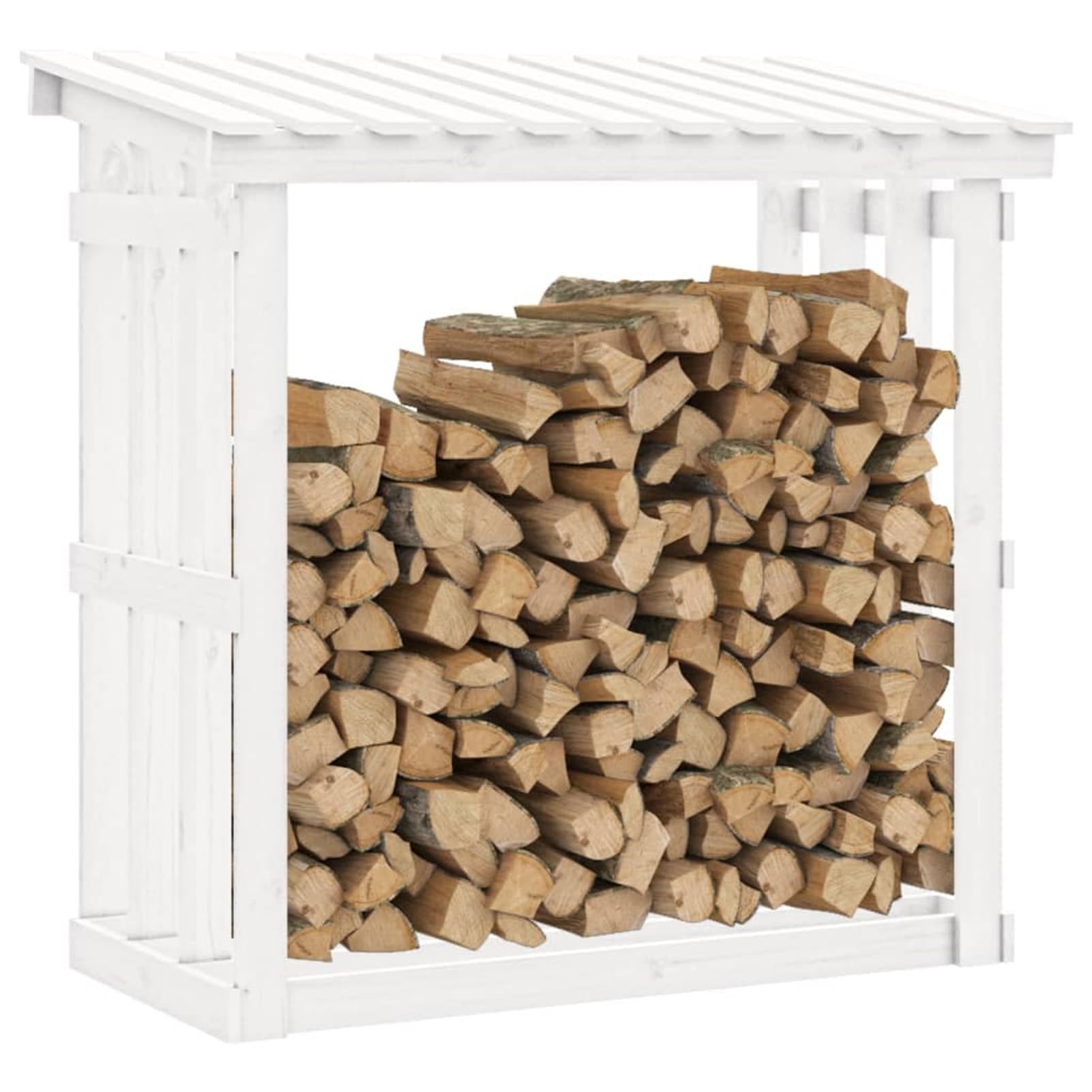 ATOMSTACK MAKER Kaminholzregal aus massivem Kiefernholz, rustikal-weiß, 108 x 64,5 x 109 cm – Brennholzlager mit Luftzirkulation für trockenes Holz, ideal für Kamin, Ofen & Wohnzimmer