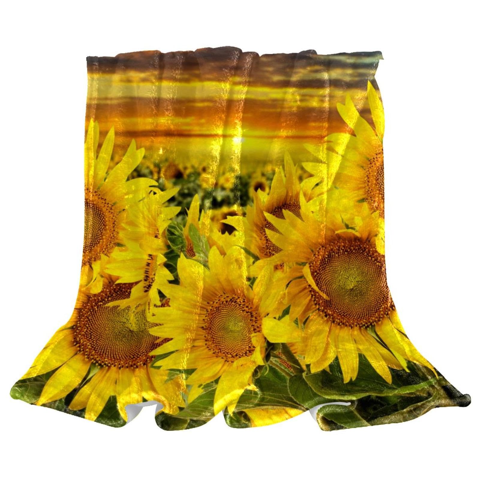 Couverture polaire couchage lit et canapé motif coucher de soleil 150x200